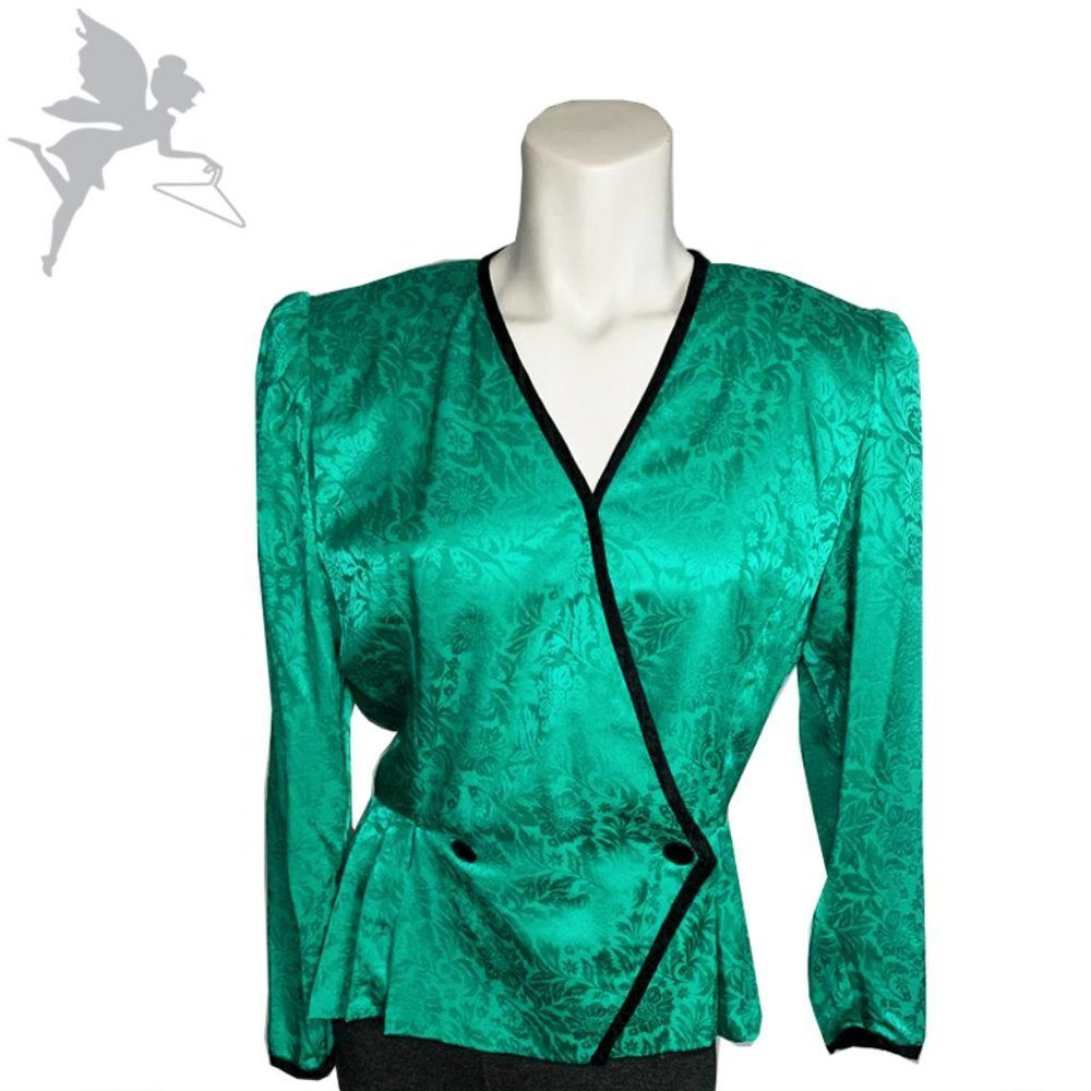 VINTAGE 1980's Oleg Cassini silk peplum jacket